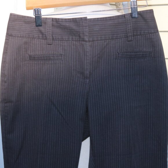 Cabi Charcoal Grey w Blue Stripe Stretch Poly Cotton Blend Ankle Pants Sz 10 - Picture 2 of 5